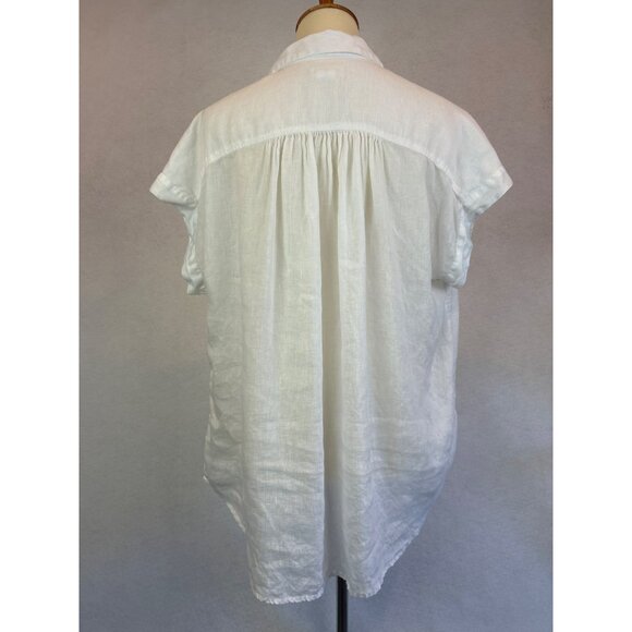 Artisan NY Linen Button Down White Shirt Short Sleeve Womens M - Picture 3 of 11